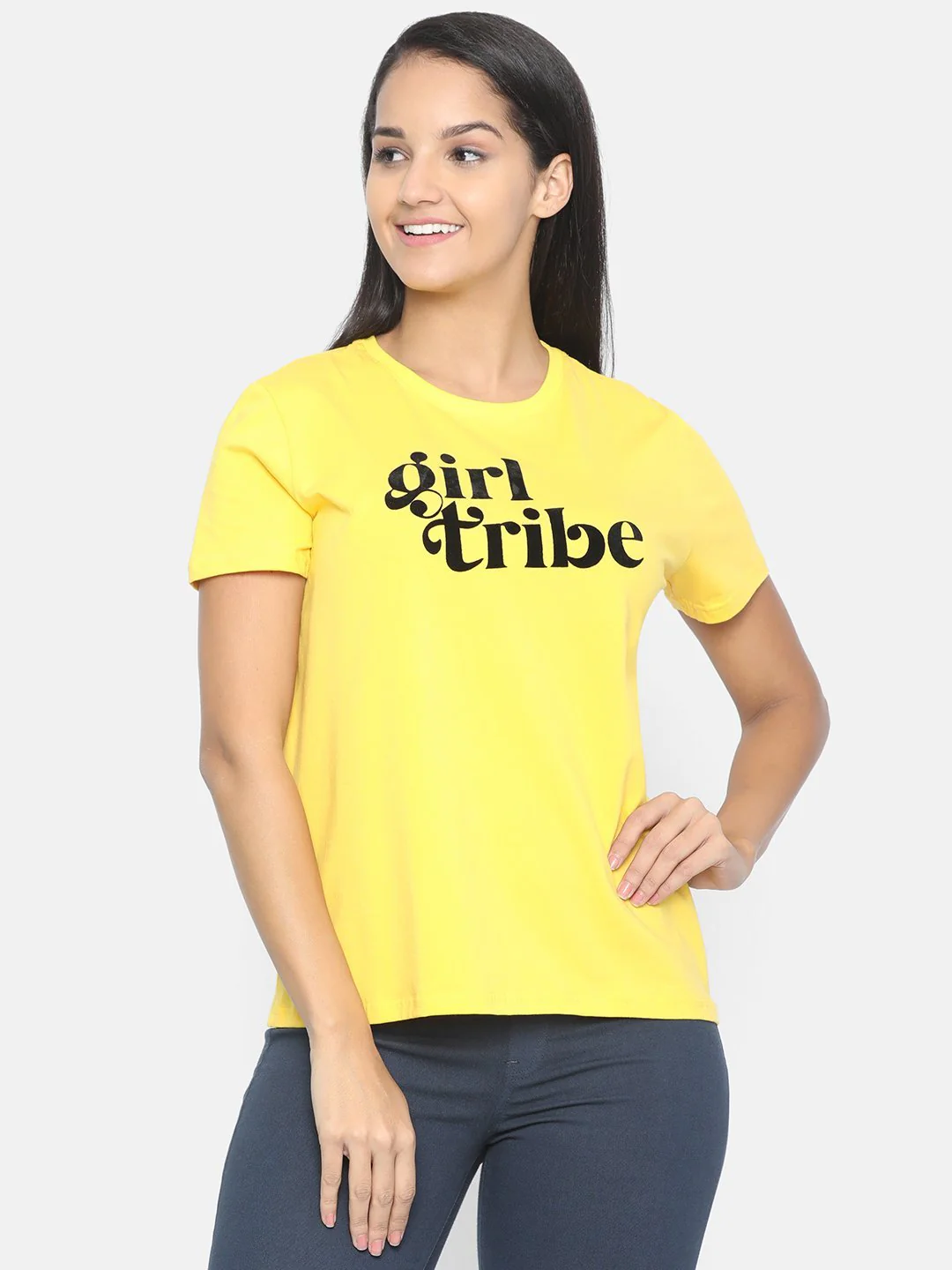 IS.U Yellow Round Neck T-shirt