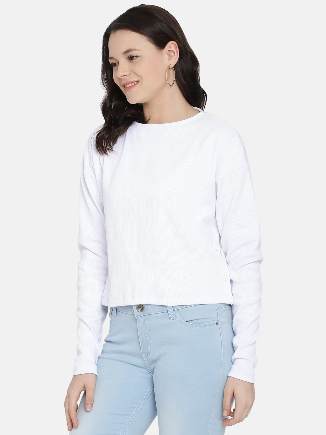 IS.U White Side Button Knit Top - Image 2