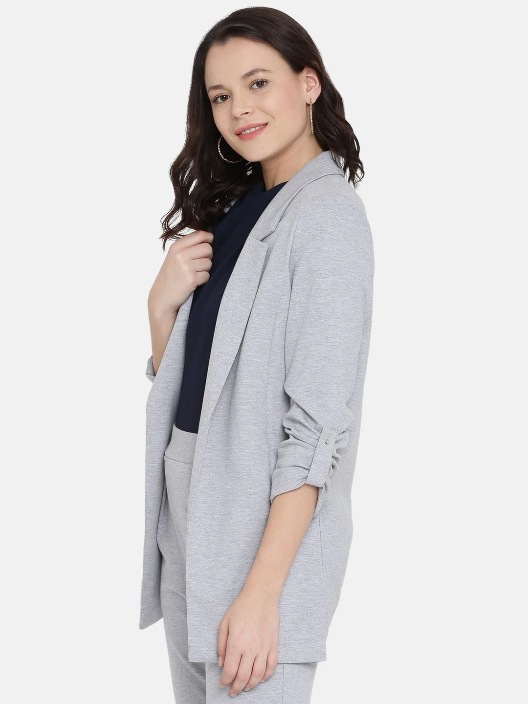 IS.U Grey Oversized Long Jacket - Image 4