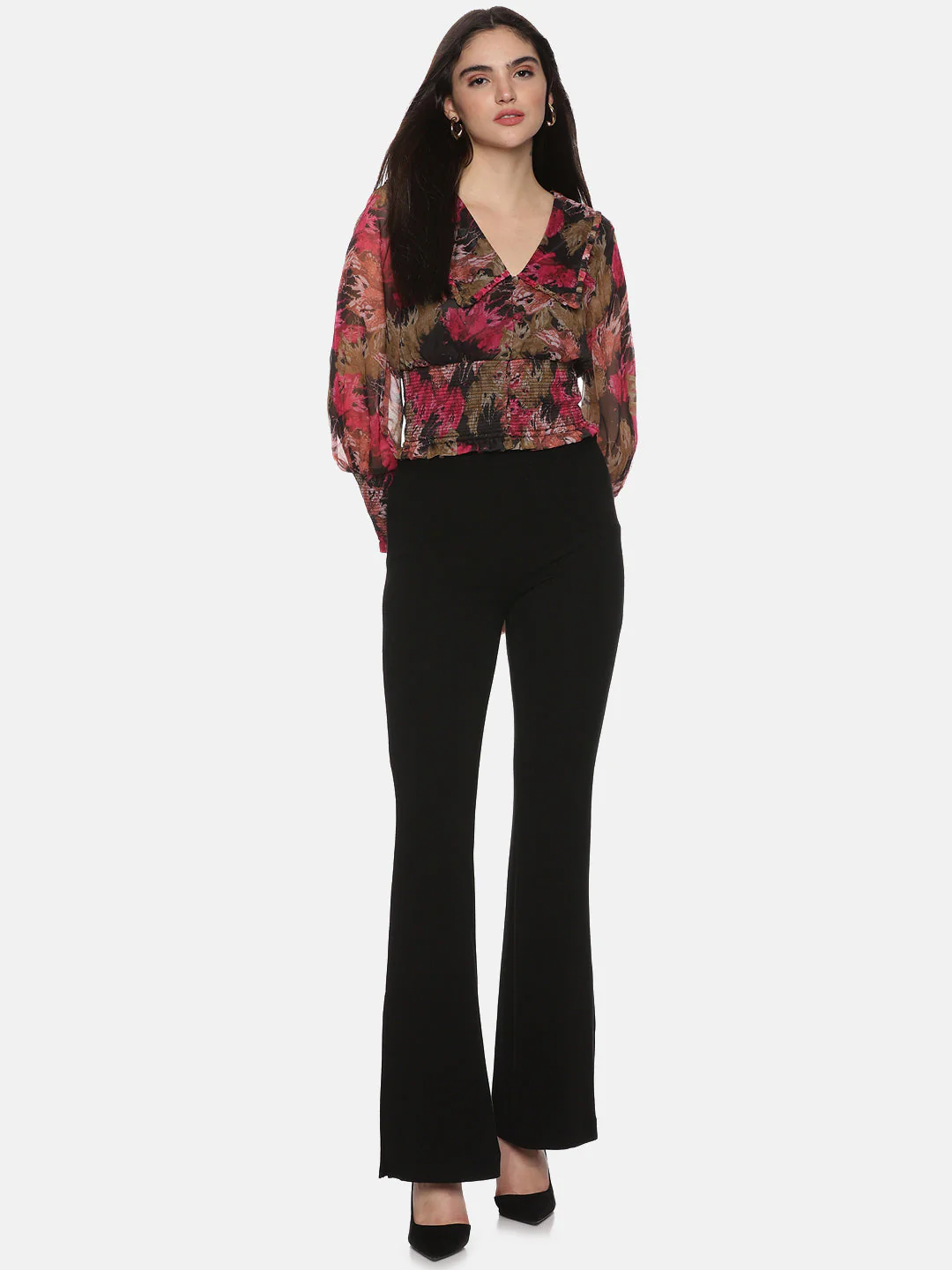 IS.U Abstract Multicolor Smocking Crop Top - Image 5