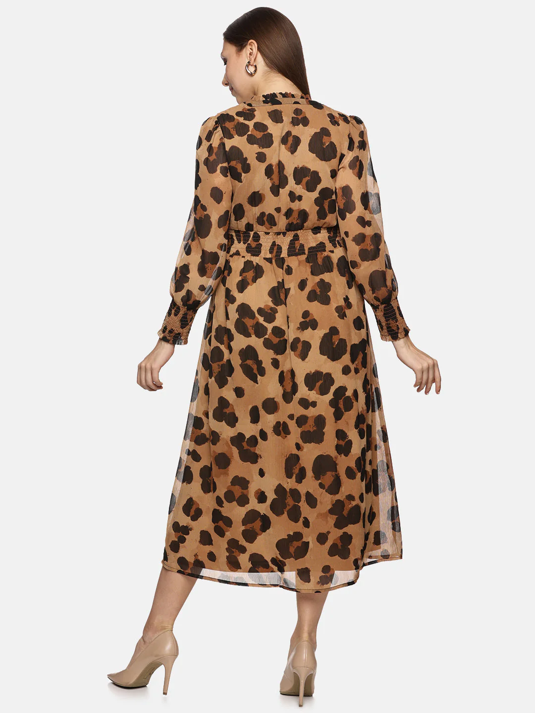 IS.U Animal Print Smocked Waist Midaxi Dress - Image 5