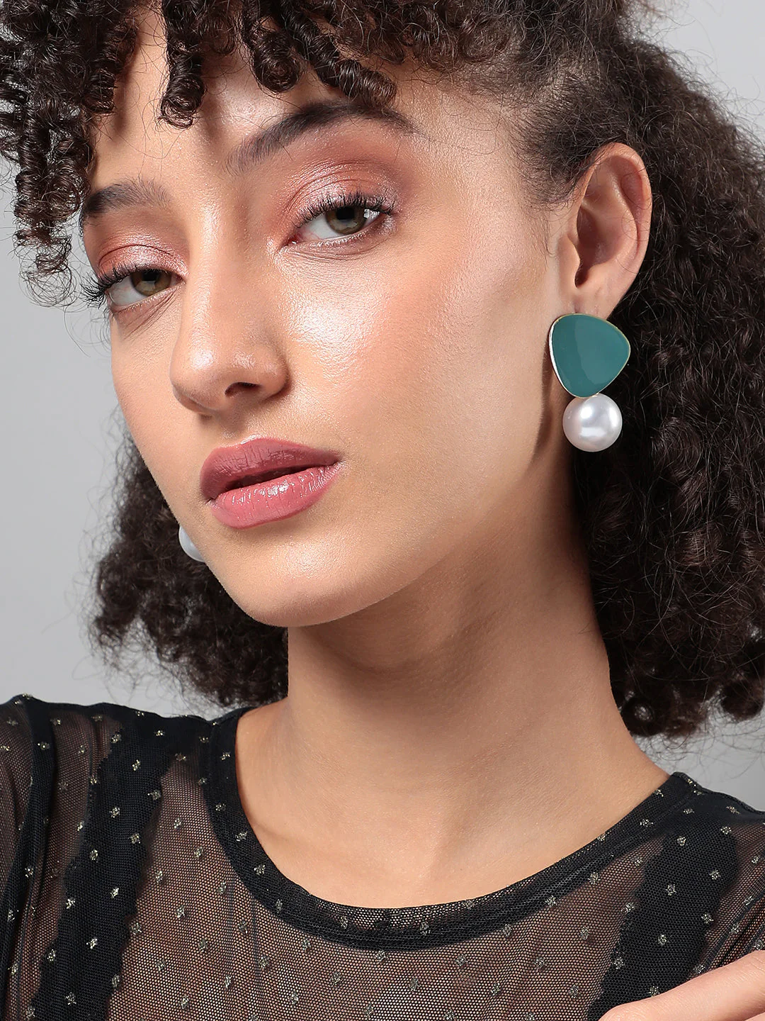 Artificial Beads Gold-Plated Drop Earrings - Image 2