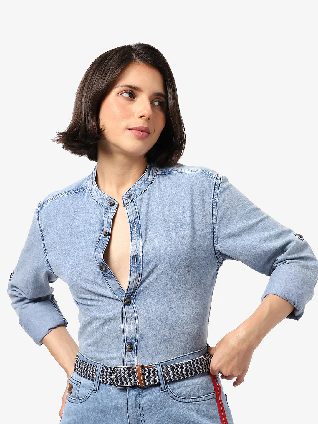 Blue & White Textured Waist Belt - Image 2