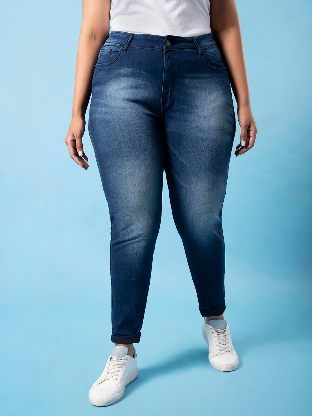 Shaded Casual Navy Blue Jeans - Image 4