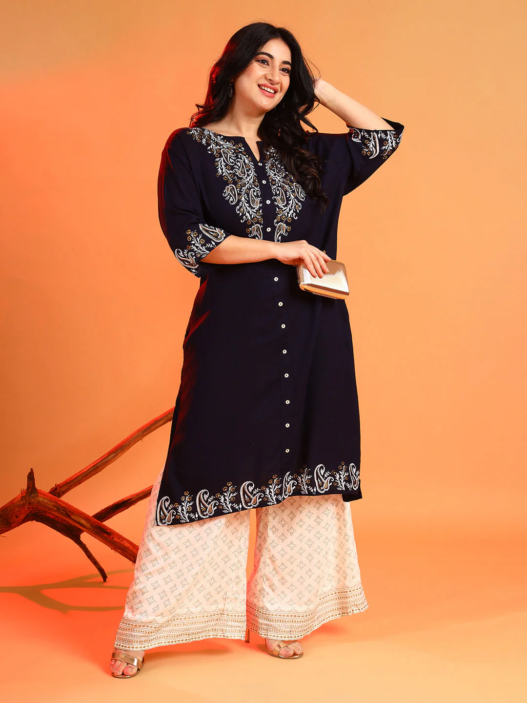 Paisley Print Straight Kurta Set - Image 3