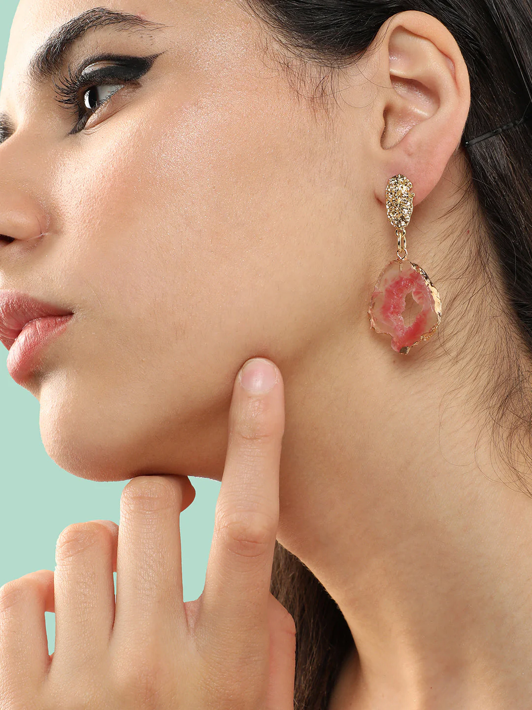 Gold Plated Party Designer Stone Drop Earring For Women - Image 2