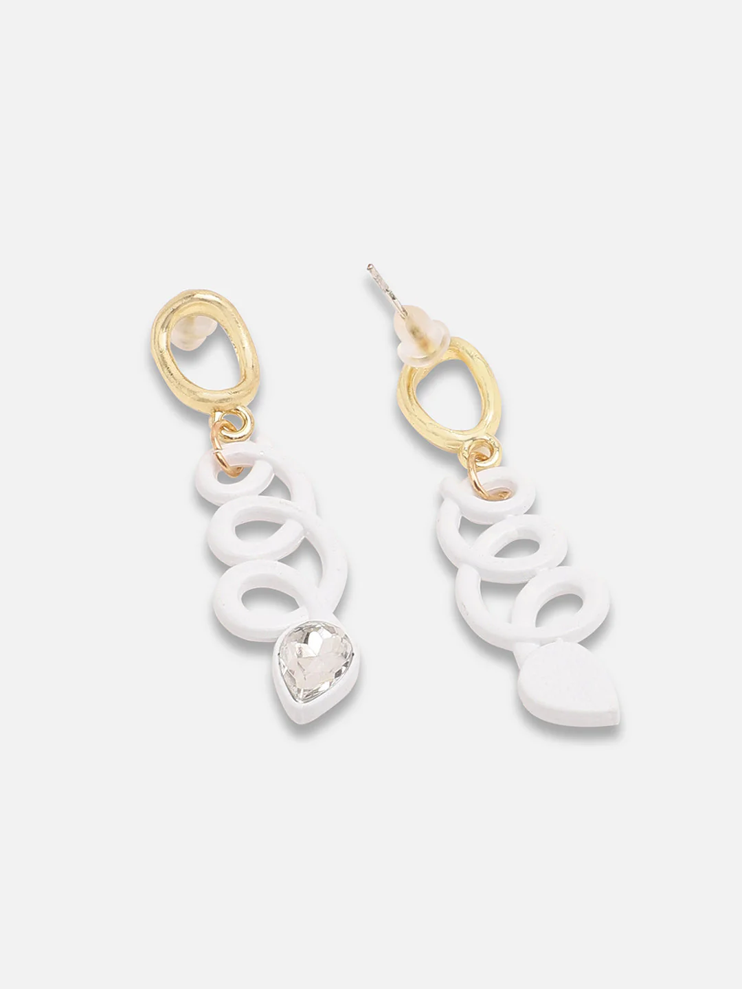 GOLD PLATED CASUAL DESIGNER STONE DROP EARRING FOR WOMEN - Image 4