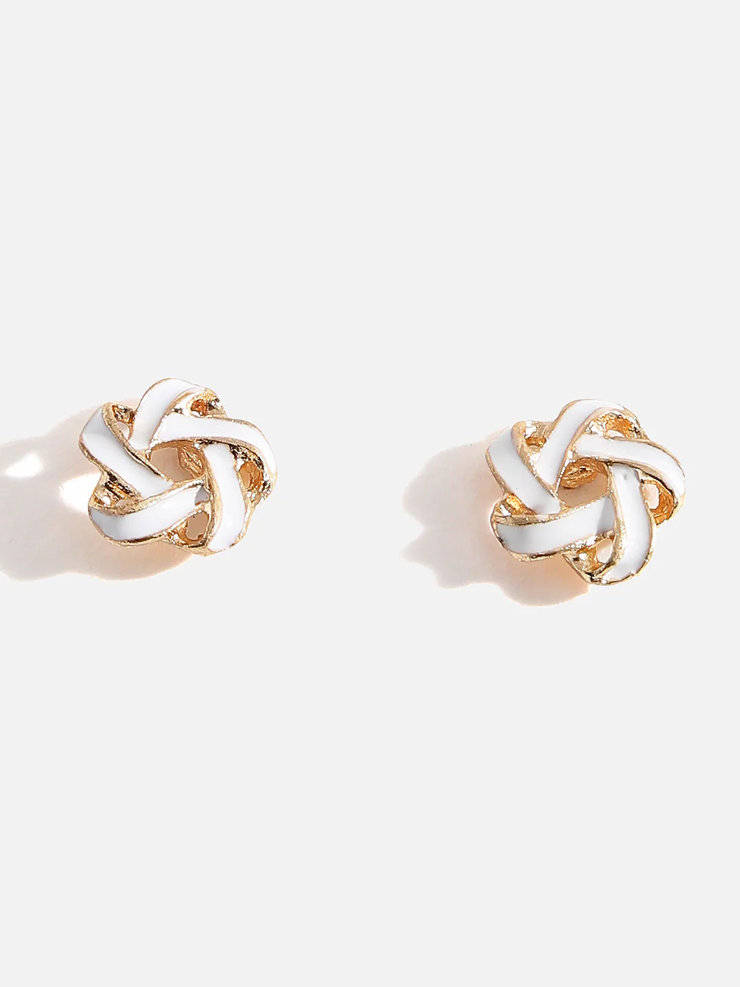 Gold Plated White Stud Earrings - Image 4