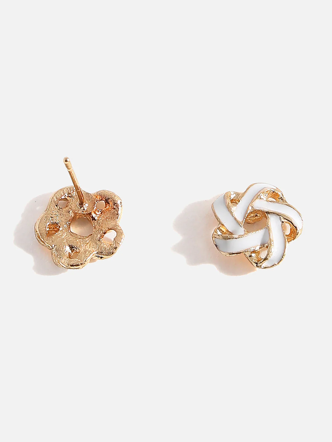 Gold Plated White Stud Earrings - Image 5