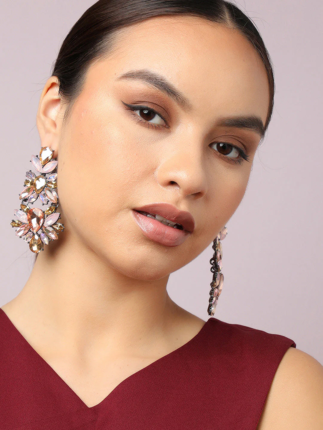 Gold Plated Party Designer Stone Drop Earring For Women - Image 3