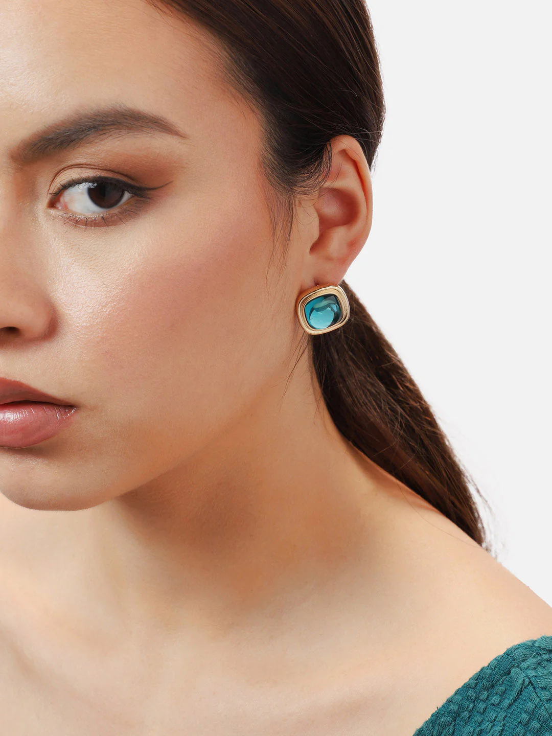 Gold Plated Party Designer Stone Stud For Women - Image 2