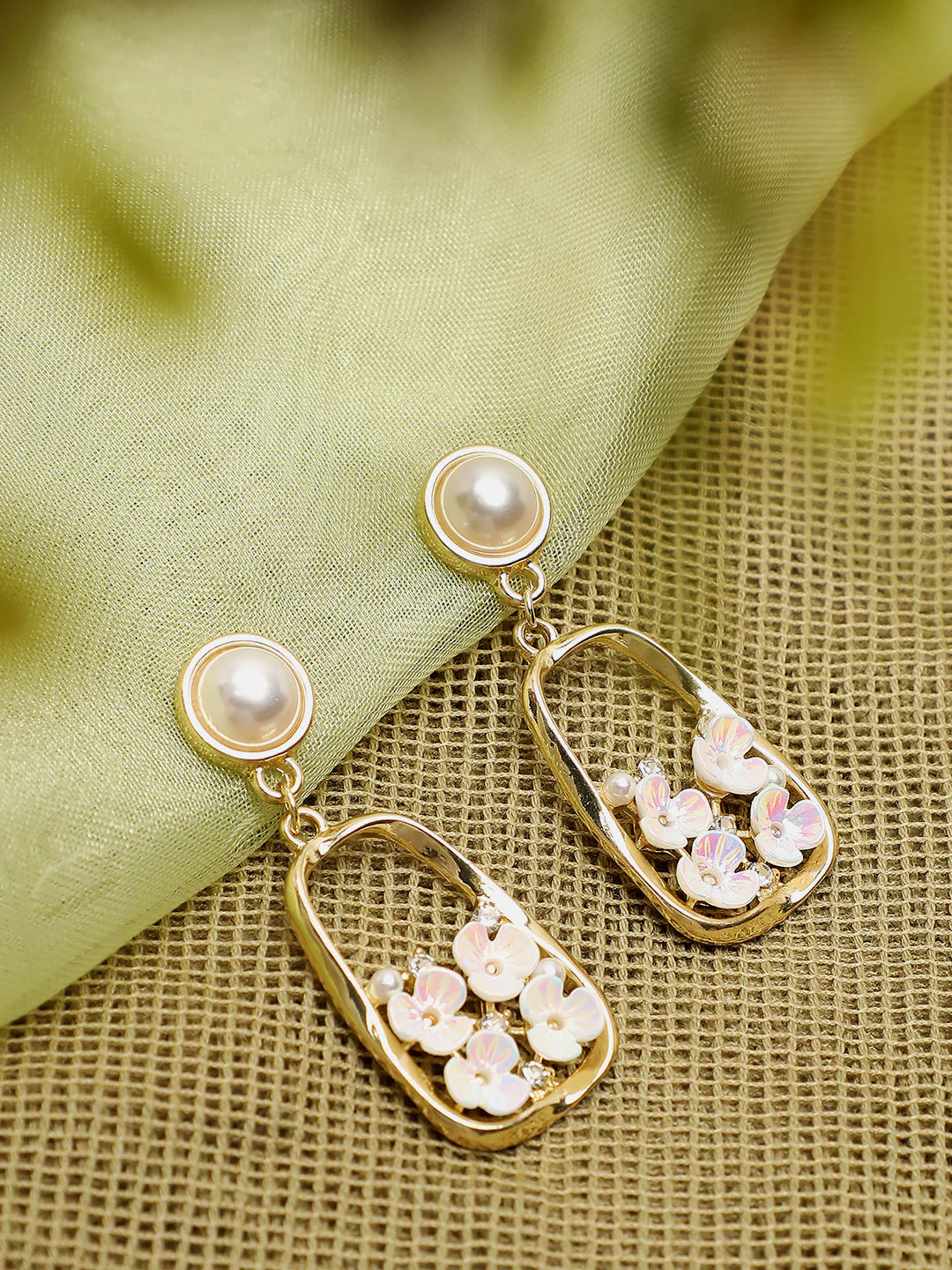 Gold Plated Party Pearls Drop Earring For Women