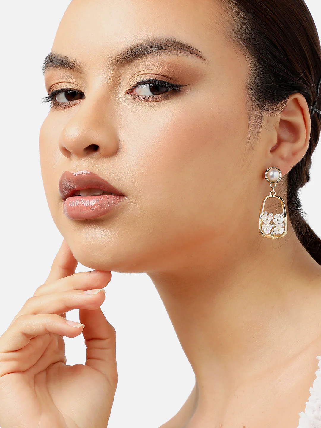 Gold Plated Party Pearls Drop Earring For Women - Image 2