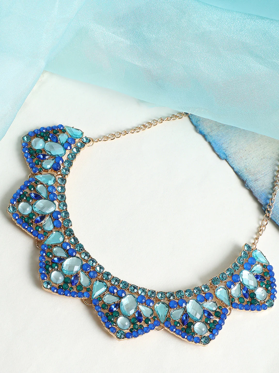 Gold Plated Party Designer Stone Necklace For Women - Image 2