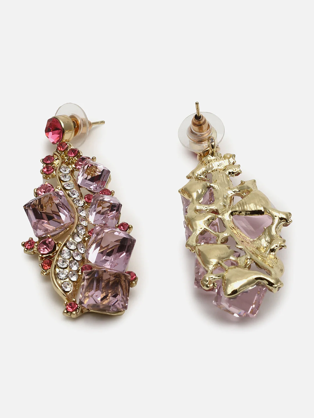 Gold Plated Designer Stone Necklace and Earring Set - Image 3
