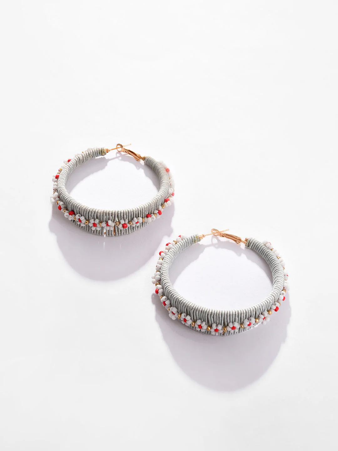 Gold Plated Beaded Hoop Earring - Image 3
