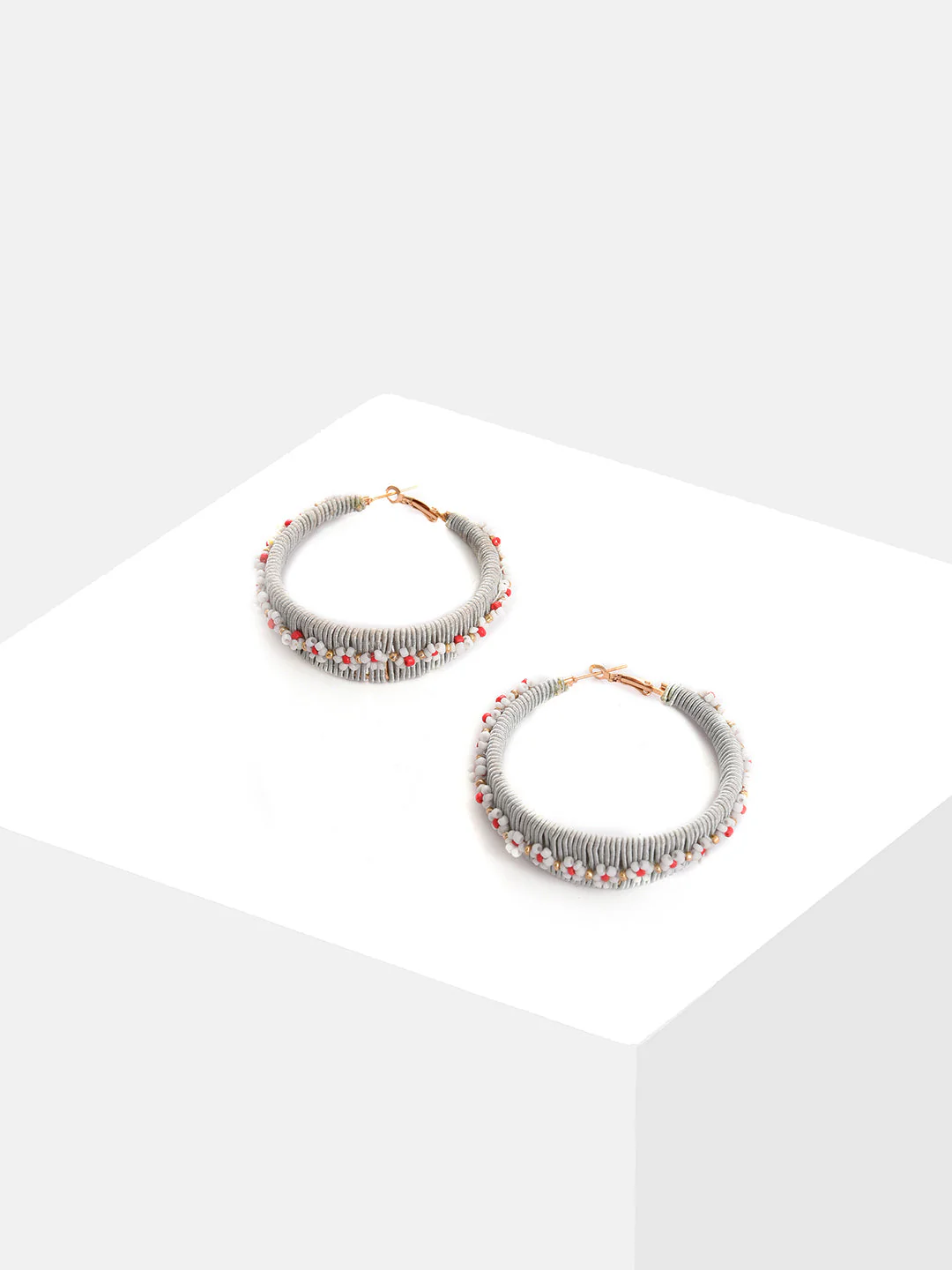 Gold Plated Beaded Hoop Earring - Image 5