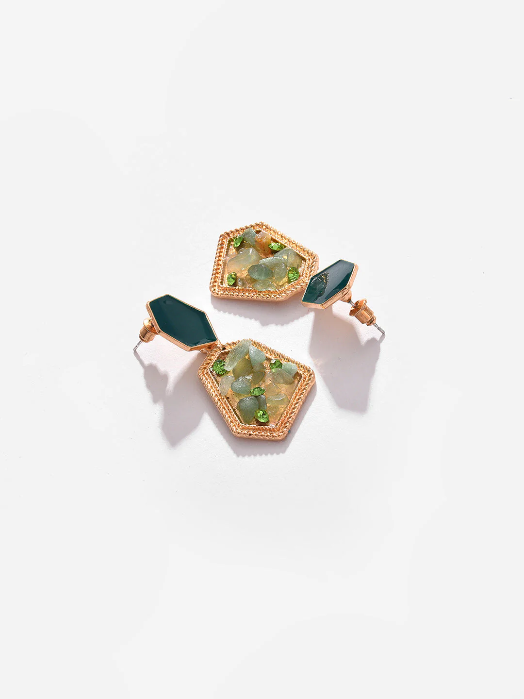 Gold Plated Designer Stone Drop Earring - Image 4
