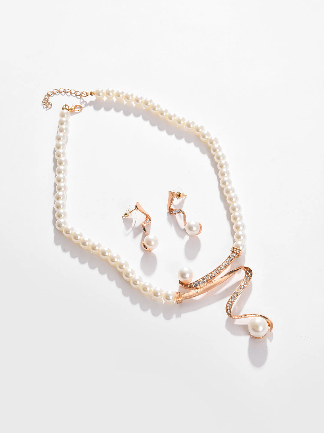 Gold Plated Pearls Necklace And Earring Set - Image 3