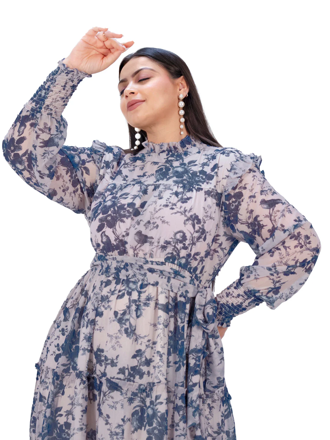IS.U Blue Floral Tiered Midaxi Dress - Image 7