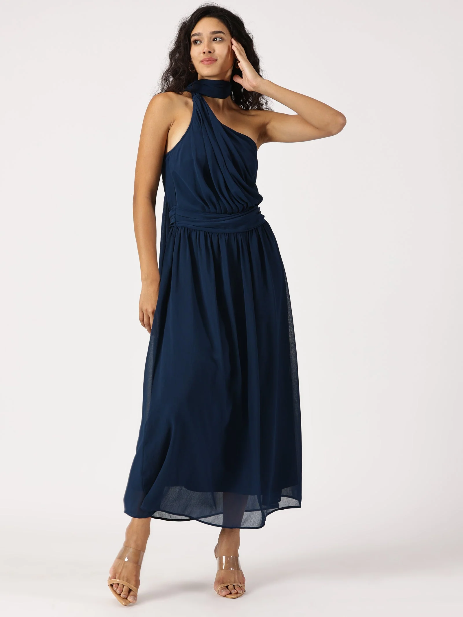 IS.U Blue One Shoulder Maxi Dress - Image 4