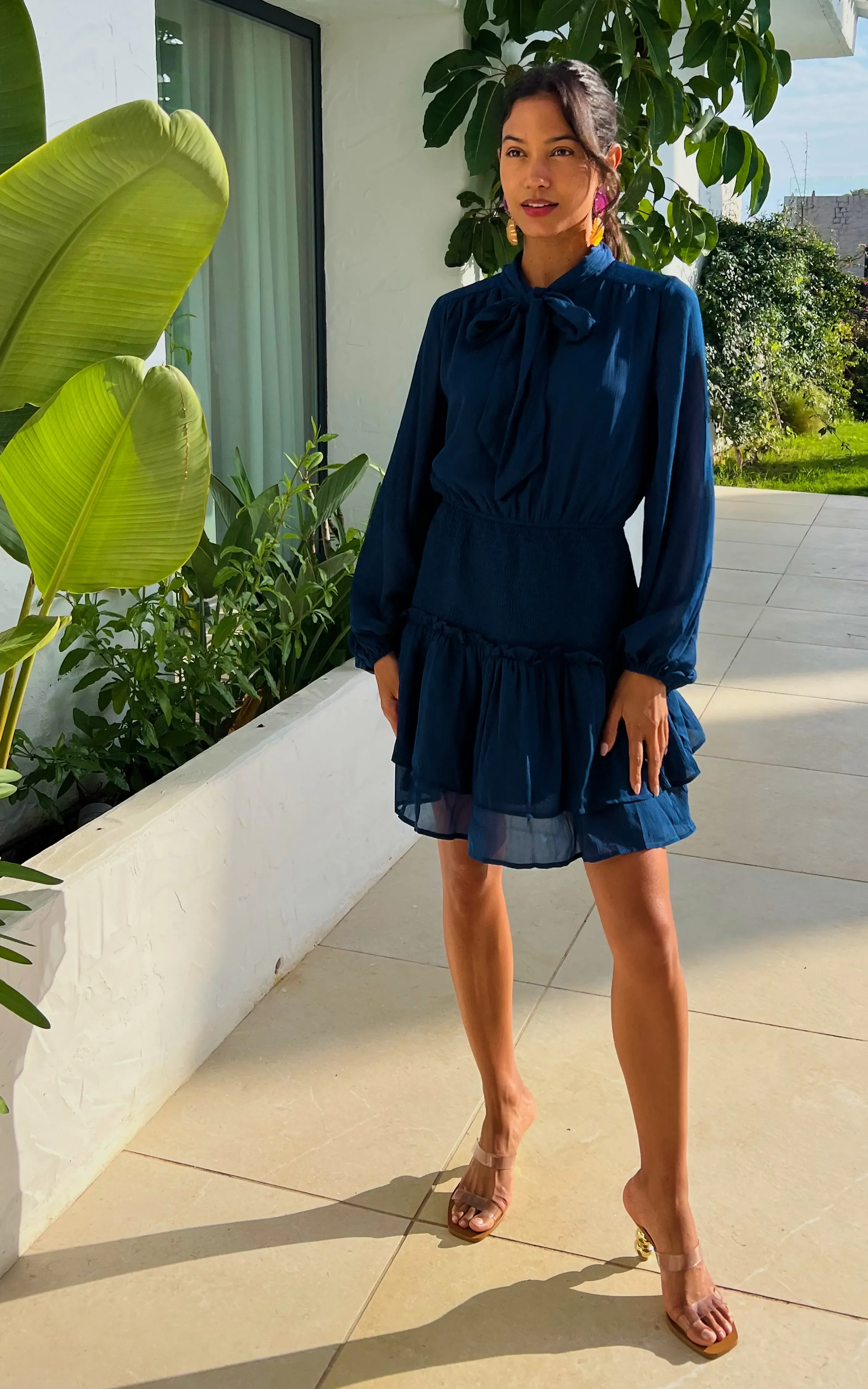 IS.U Blue Tie- Knot Smocked Dress - Image 3