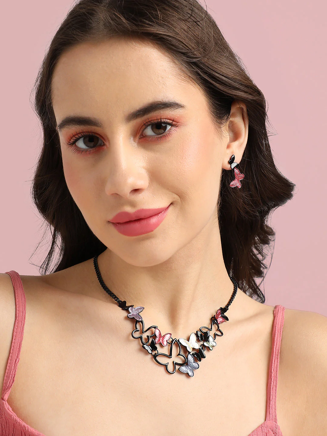 Butterfly Necklace Earrings Jewellery Set - Image 2