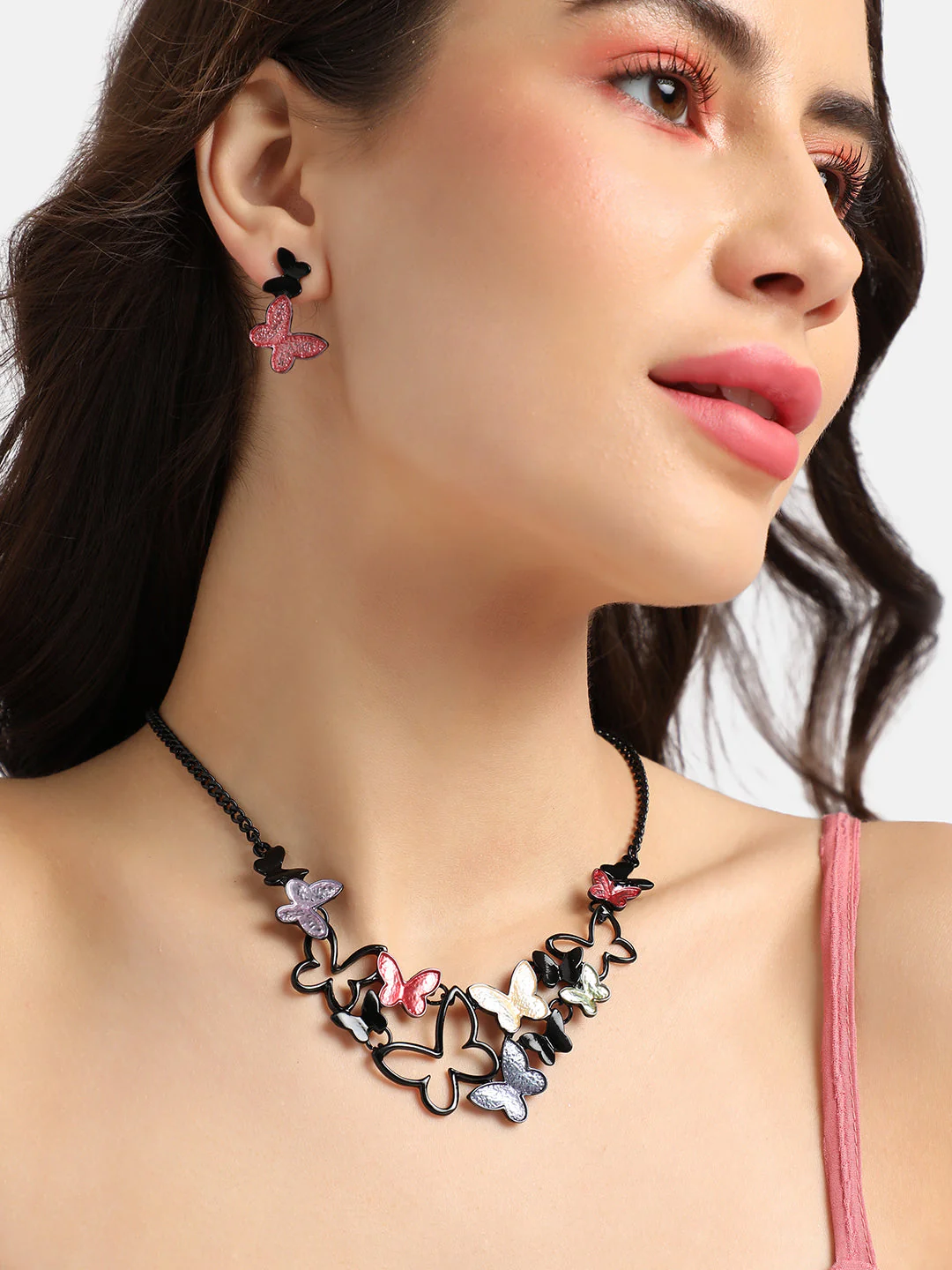 Butterfly Necklace Earrings Jewellery Set - Image 3