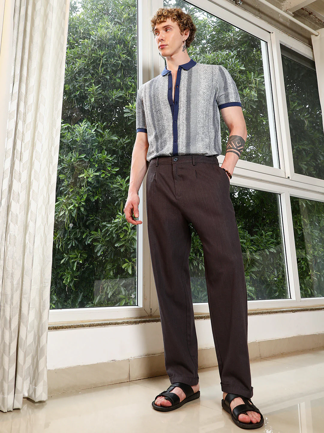 Brown Cotton Trousers - Image 6