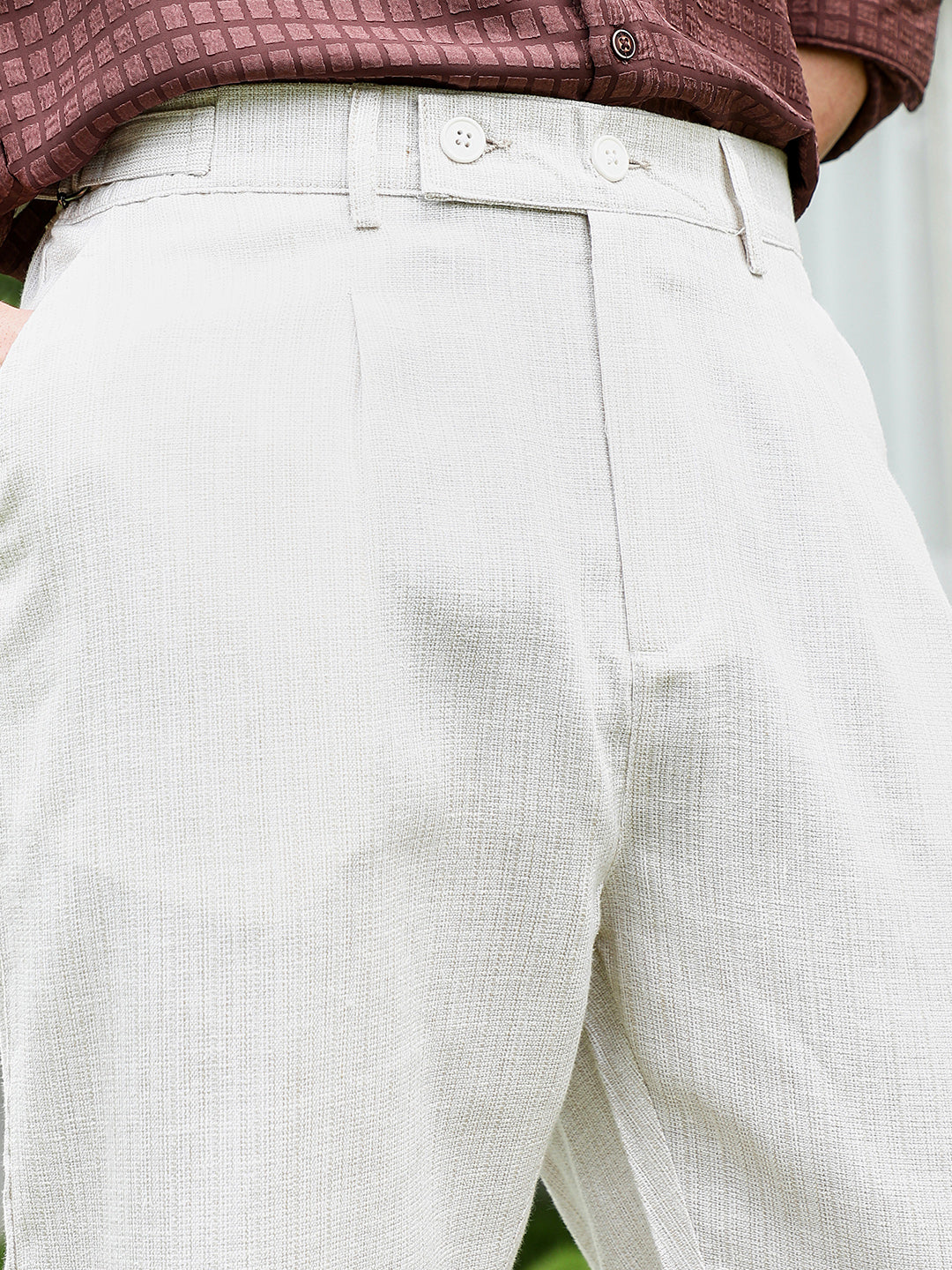 Off White Textured Trousers - Image 7