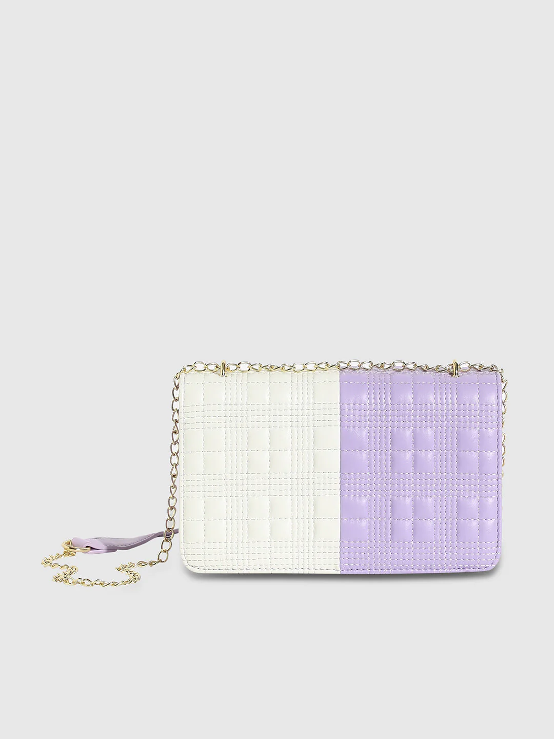 Contrast Flap Sling Bag - White & Lilac - Image 4