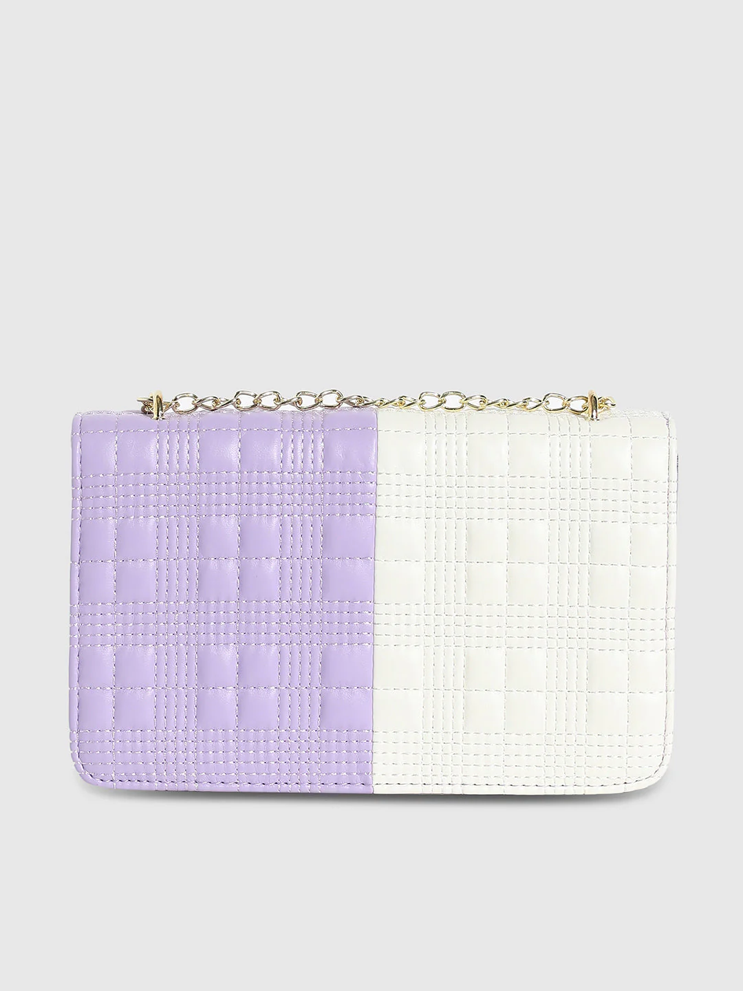 Contrast Flap Sling Bag - White & Lilac - Image 6