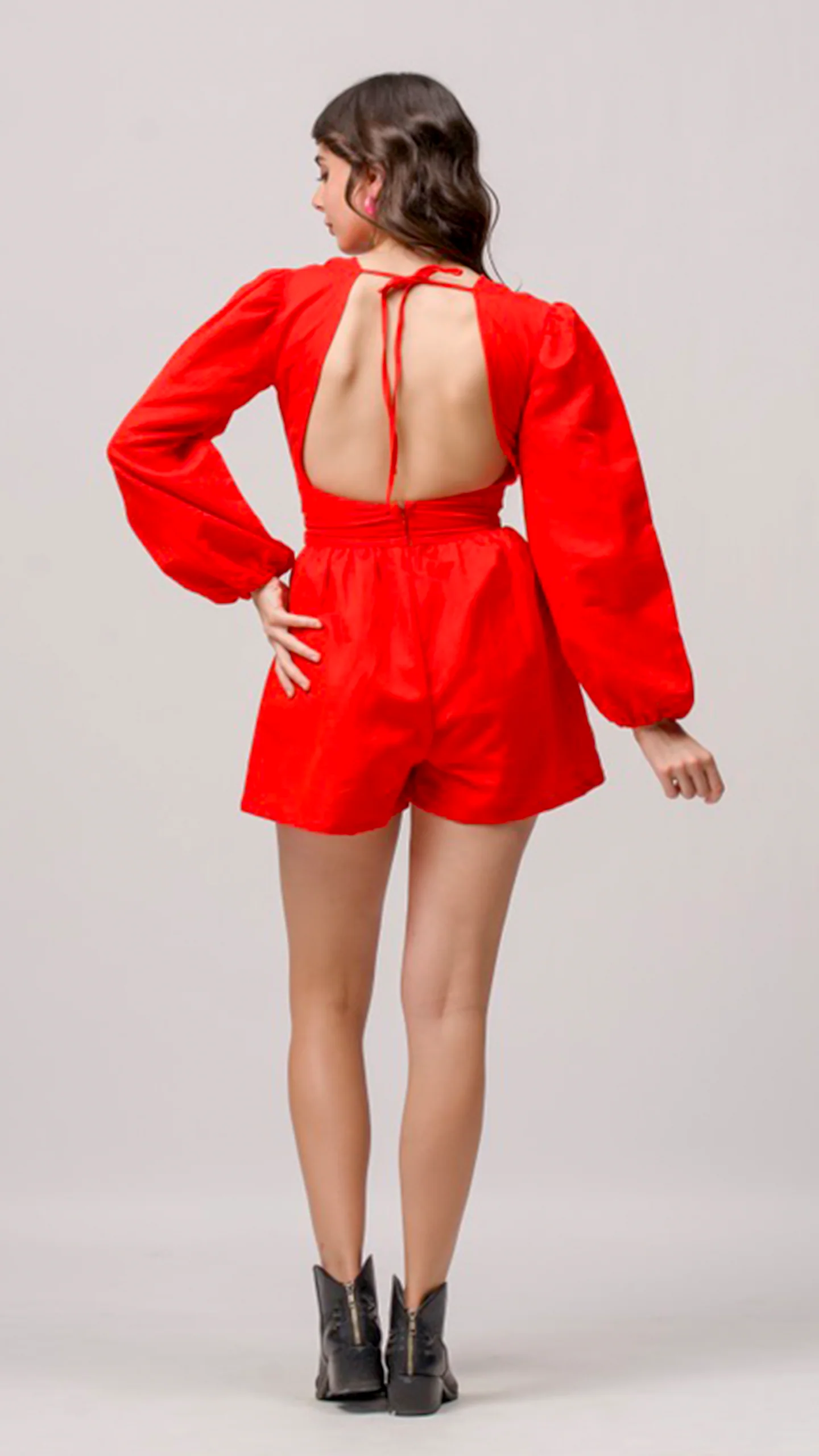 Cotton Plunge Neck Jumpsuit - Image 4