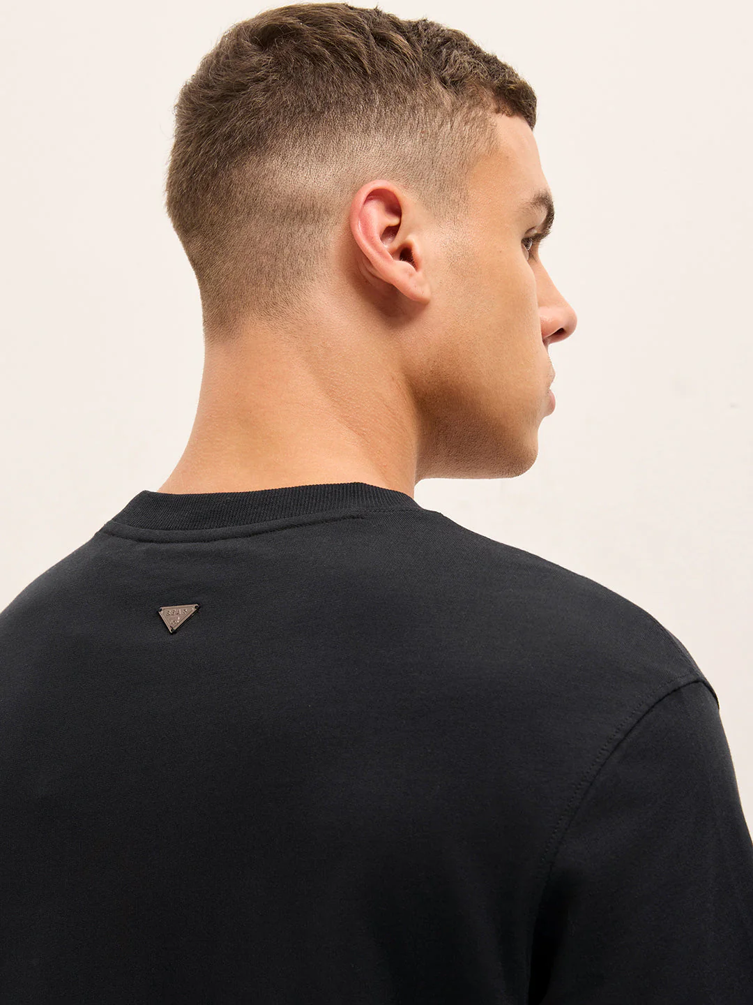 Black Relax Fit Crew Neck T-Shirt with Ethereal Vibes Leaf Graphic Print - Image 5