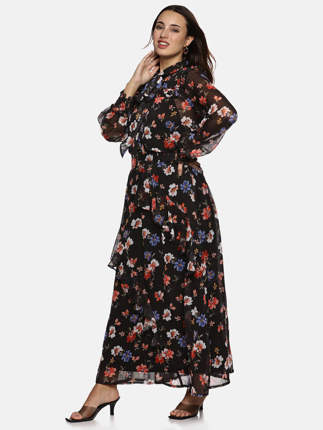 IS.U Floral Black Skirt and Top Co-ord set - Image 3