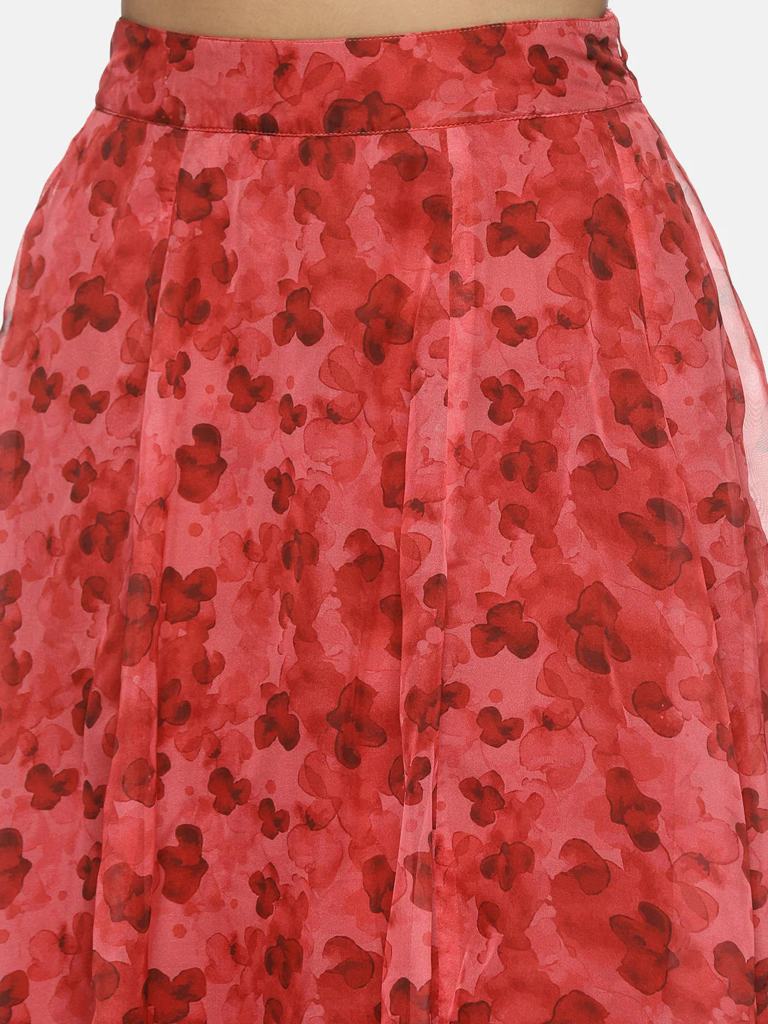 IS.U Floral Red Flared Midaxi Skirt - Image 3