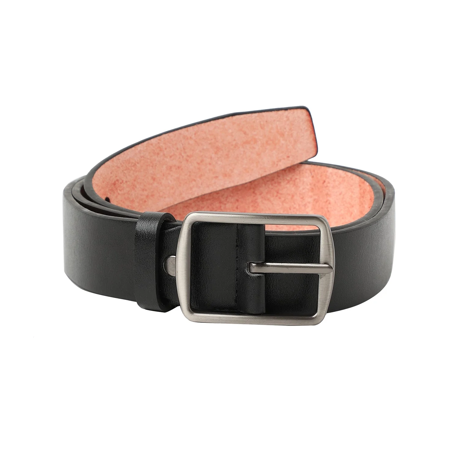 Black Textured Formal Vegan Leather Leather Belt - Image 4