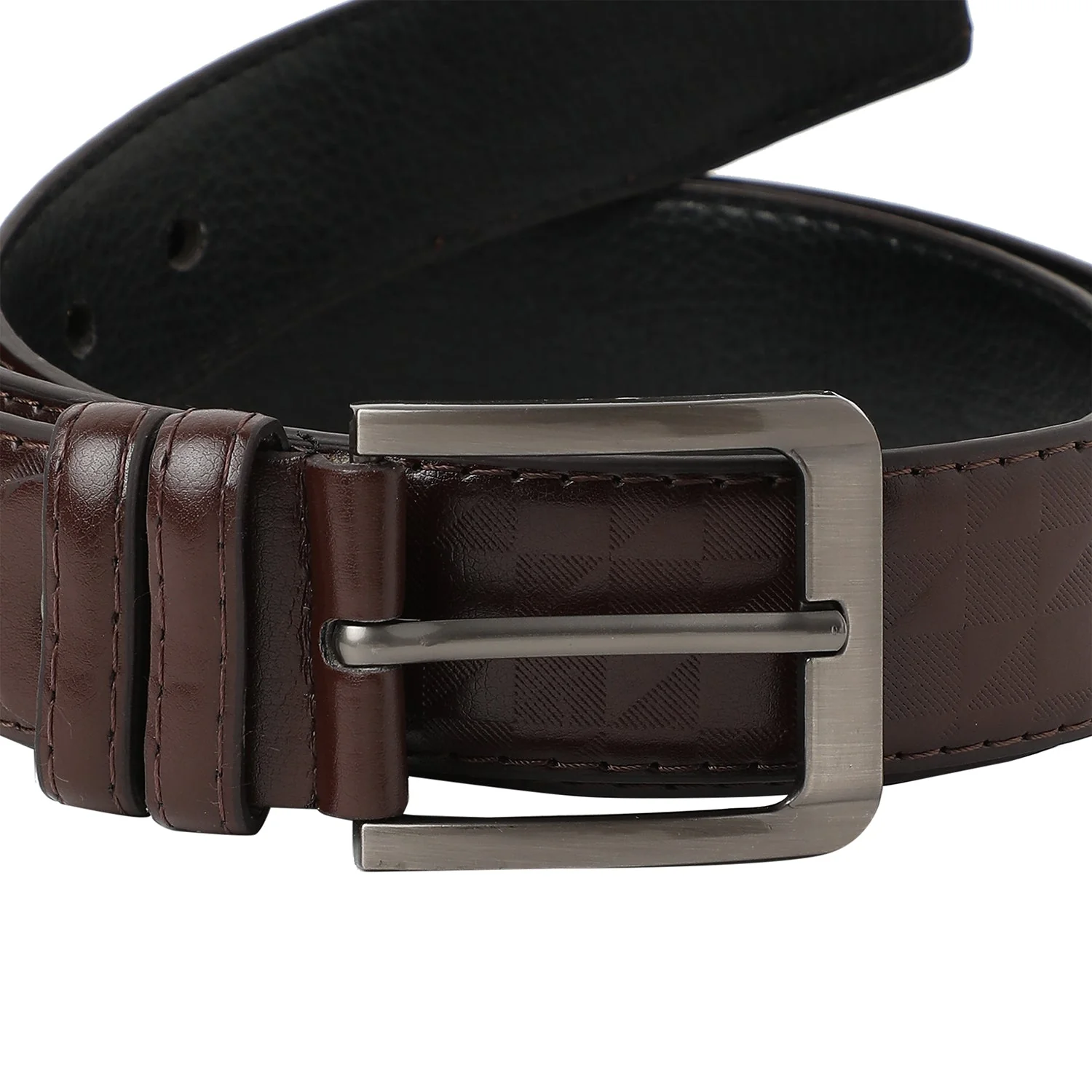 Brown Textured Formal Vegan Leather Leather Belt - Image 7