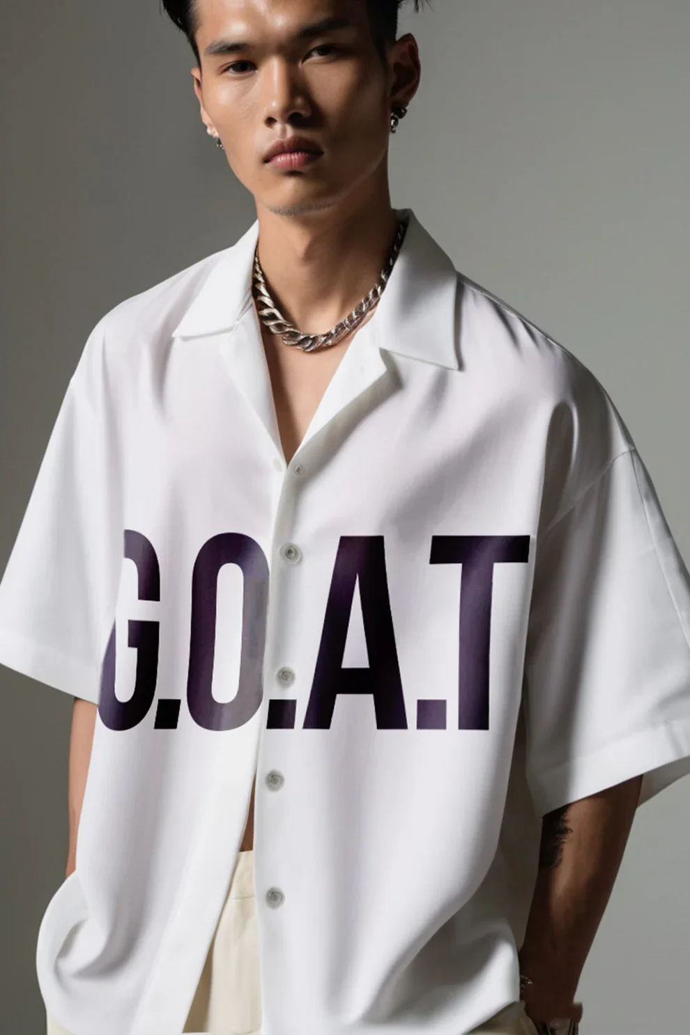 'GOAT MILK' Cuban Collar Shirt (Tencel) - Image 3