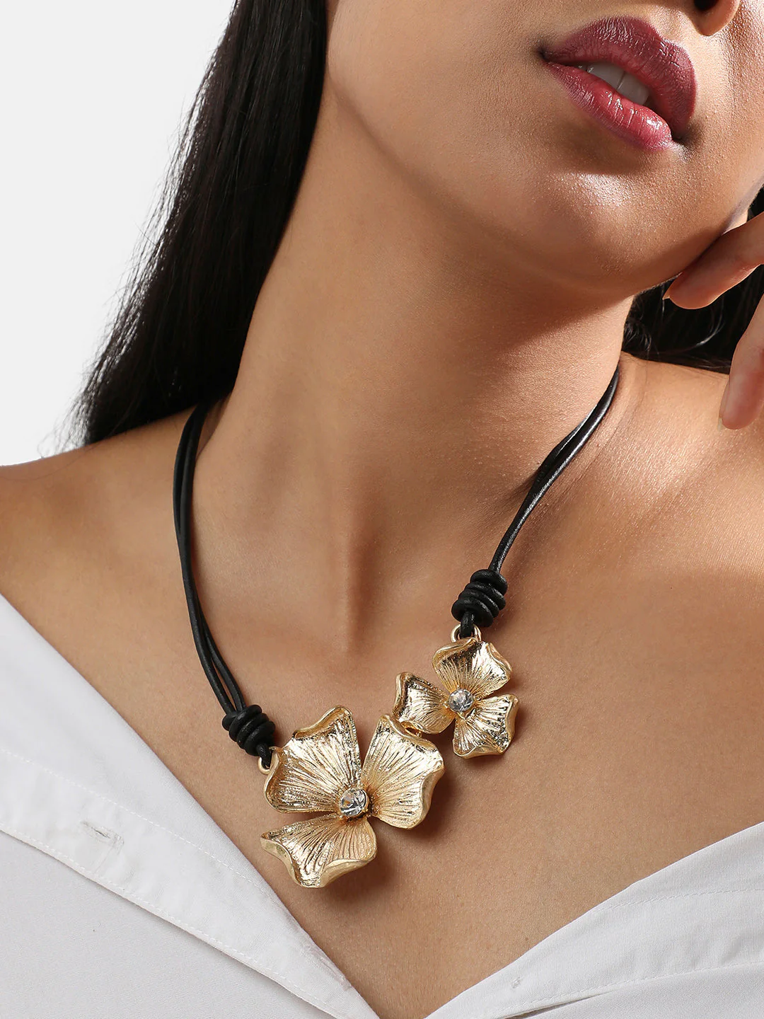 Gold-Plated Artificial Stones Studded Necklace - Image 3