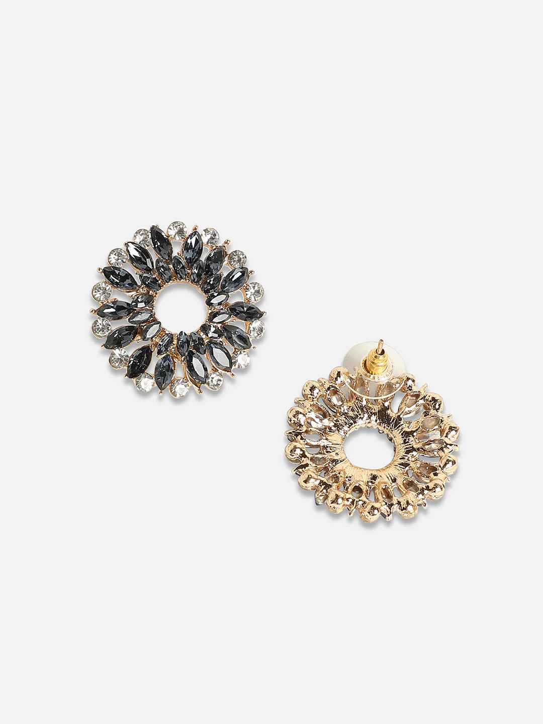 Gold-Plated Artificial Stones-Studded Studs Earrings - Image 5