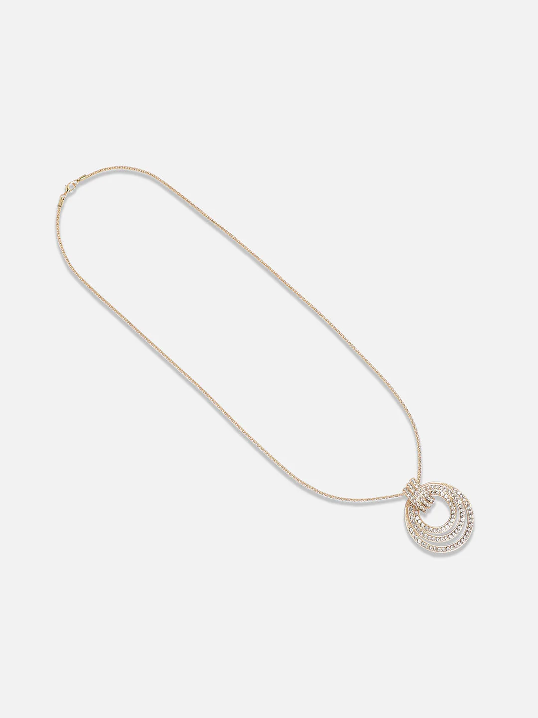 Gold-Plated Circular-Shaped Stones-Studded Pendants with Chains - Image 4