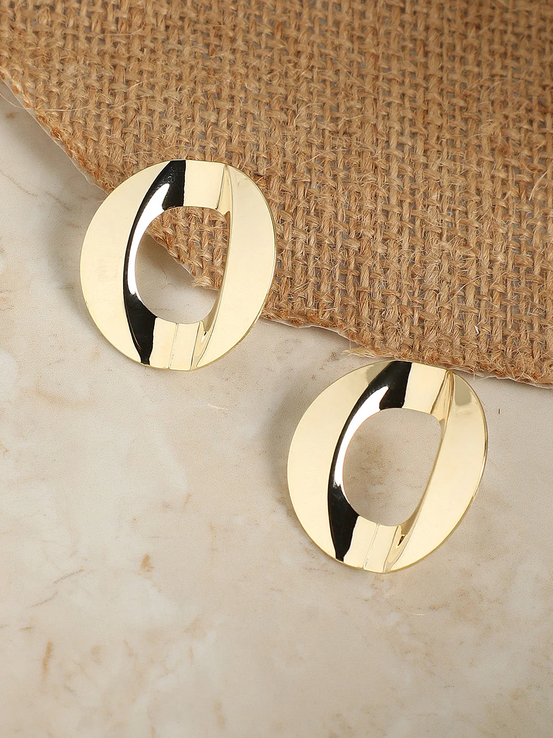 Gold-Plated Circular Studs Earrings