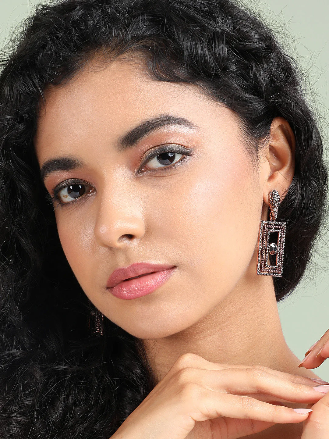 Gold-Plated Contemporary Drop Earrings - Image 2