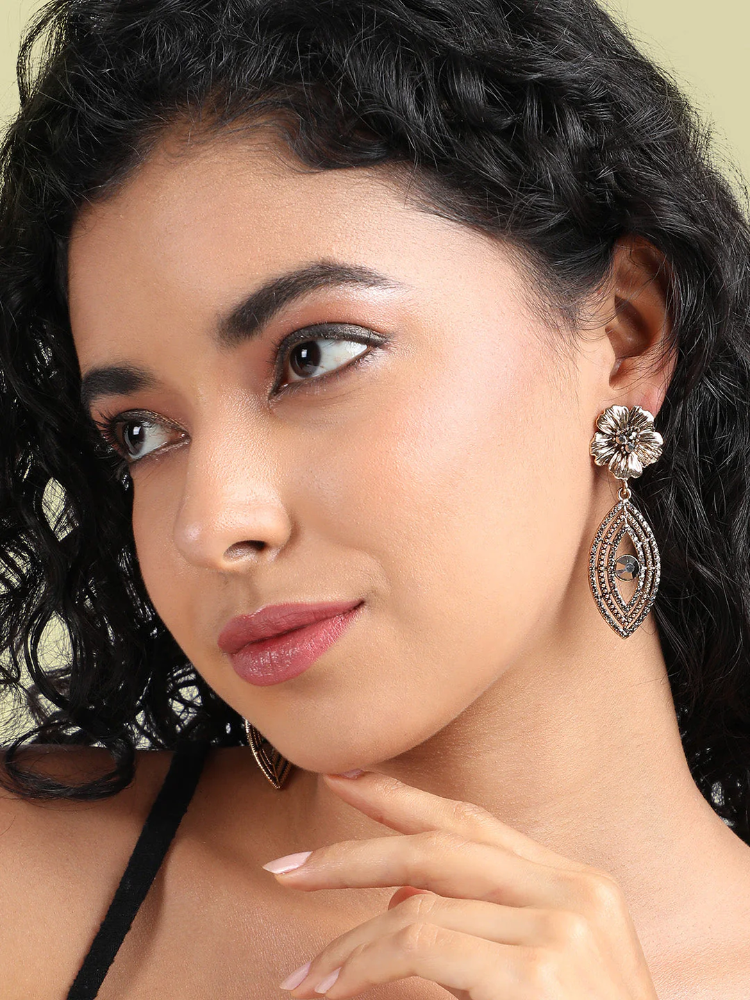 Gold-Plated Contemporary Drop Earrings - Image 2