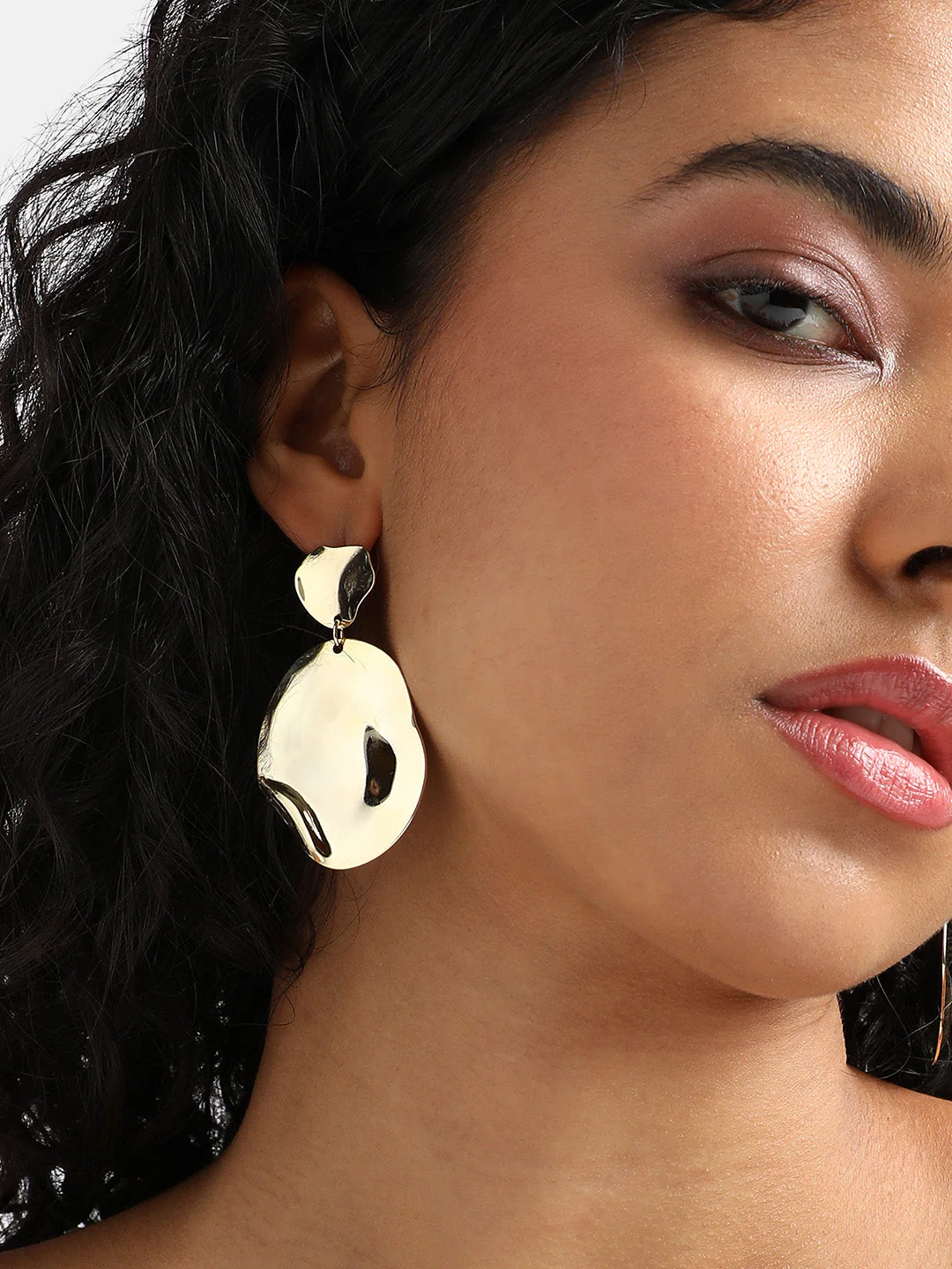 Gold-Plated Contemporary Drop Earrings - Image 3