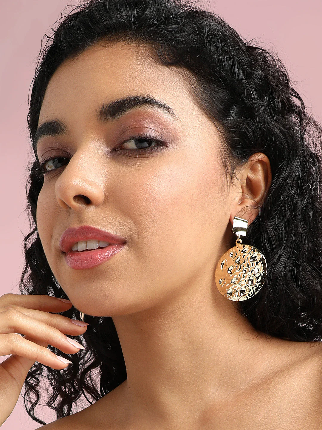 Gold-Plated Contemporary Drop Earrings - Image 2