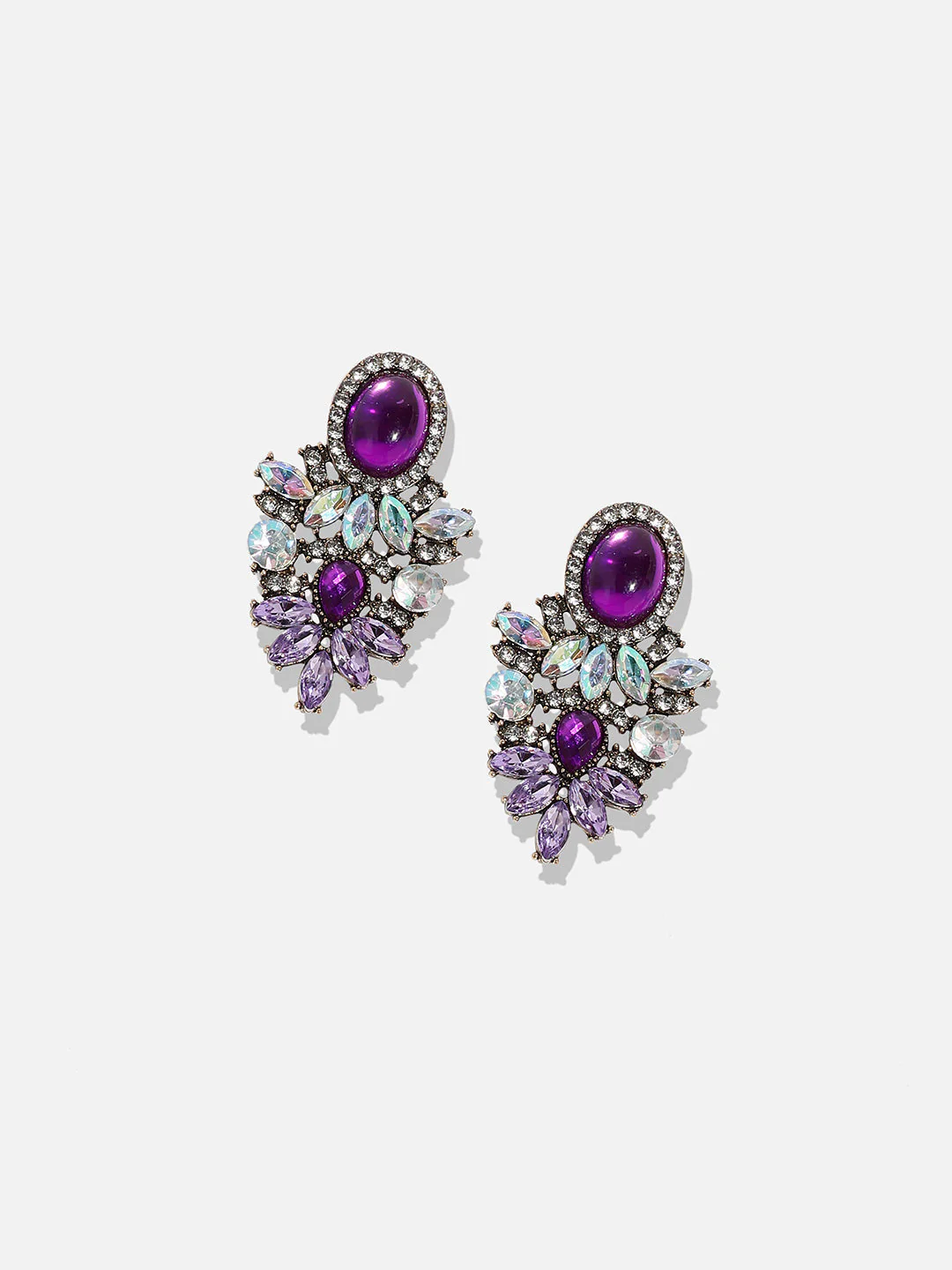 Gold-Plated Contemporary Rhinestone Drop Earrings - Image 4