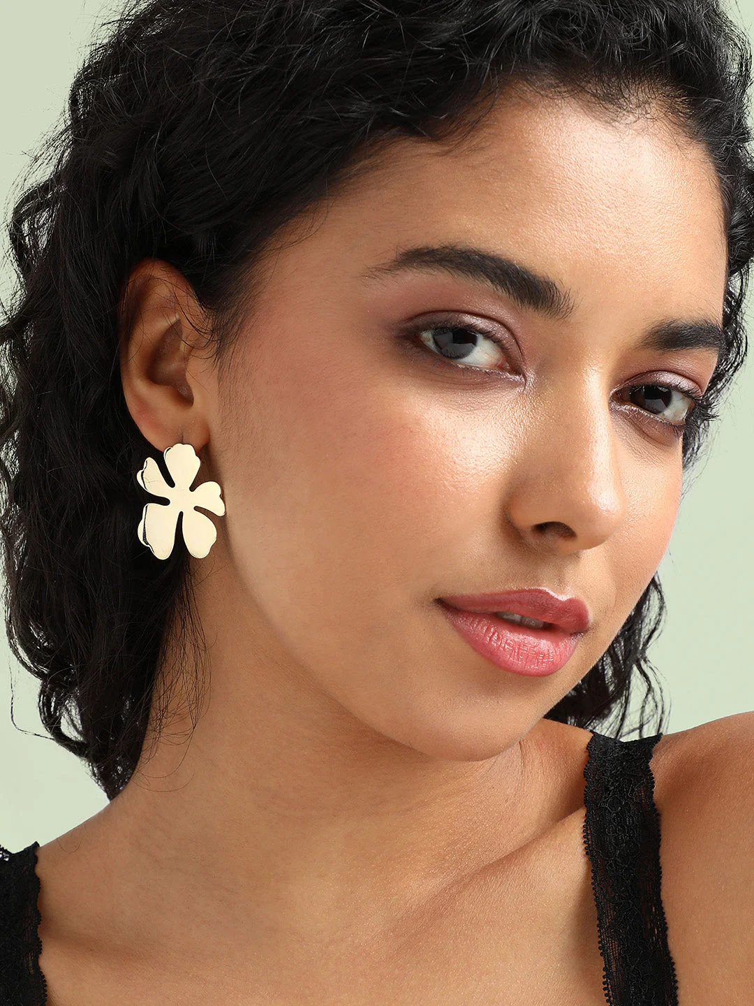 Gold-Plated Contemporary Studs Earrings - Image 2