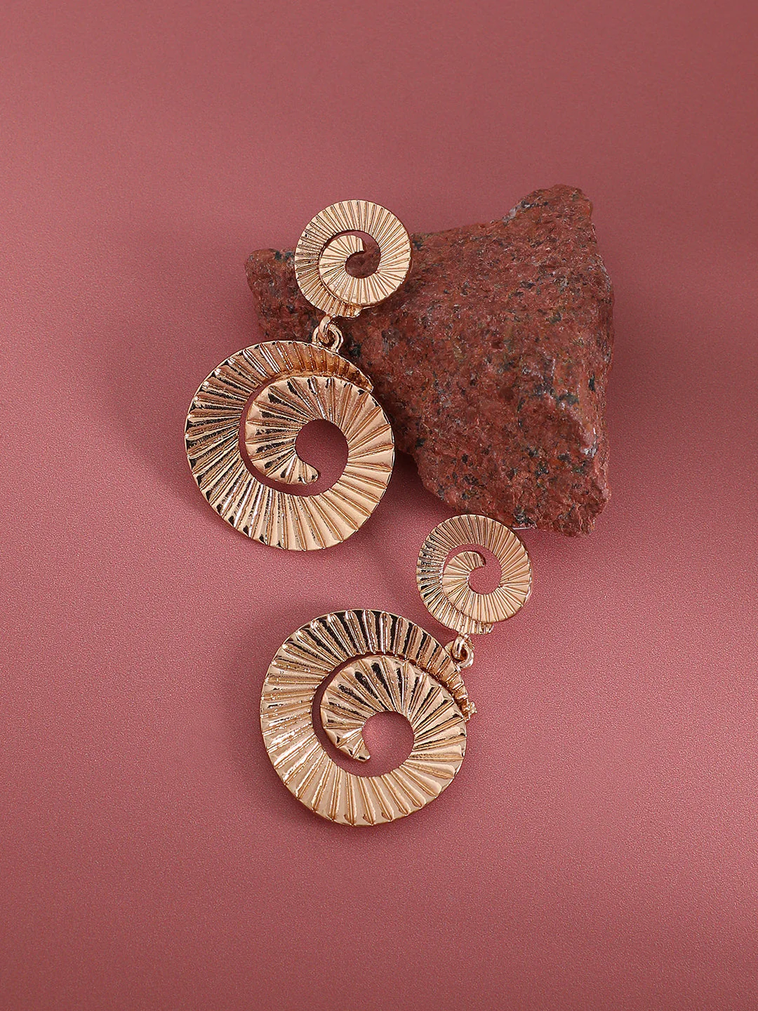 Gold-Plated Contemporary Swirl Drop Earrings